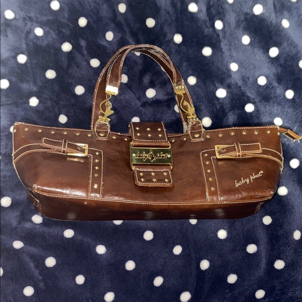 Baby Phat Brown Shoulder Bag with Gold Accents